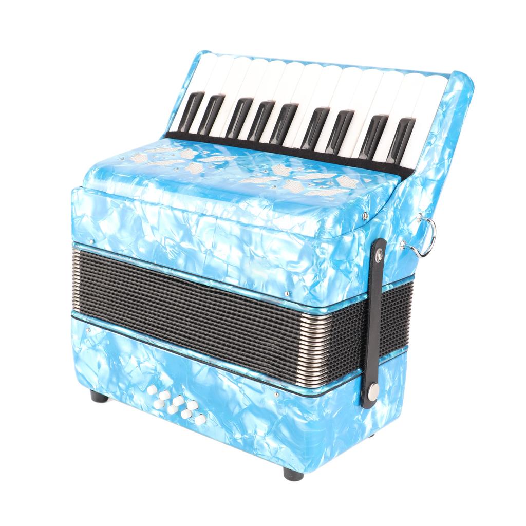 Accordion 22 Keys 8 Bass Celluloid Musical Instrument Toy for Home Stage PerformanceDark Blue