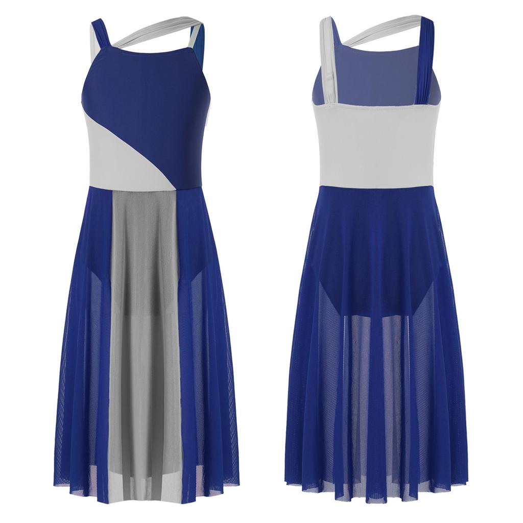 Лирическое танцевальное платье без рукавов с вырезом сзади для девочек, современные костюмы, одежда для балета, бальные платья