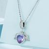 Violet Angel Wings Love Heart Wings Pendant Elegant Princess S925 Sterling Silver Heart Angel Wings Necklace