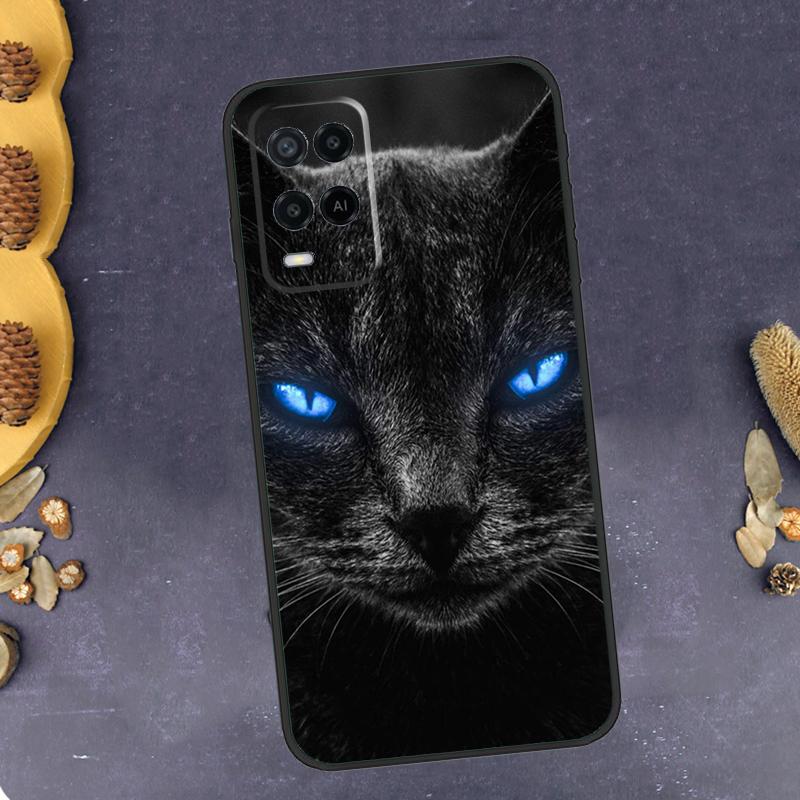 Black Cat Staring Eye Phone Case For Oppo A78 A38 A58 A74 A15 A80 A60 A40 A94 A54 A98 A18 A16 A76 A96 A17 A77 A57S