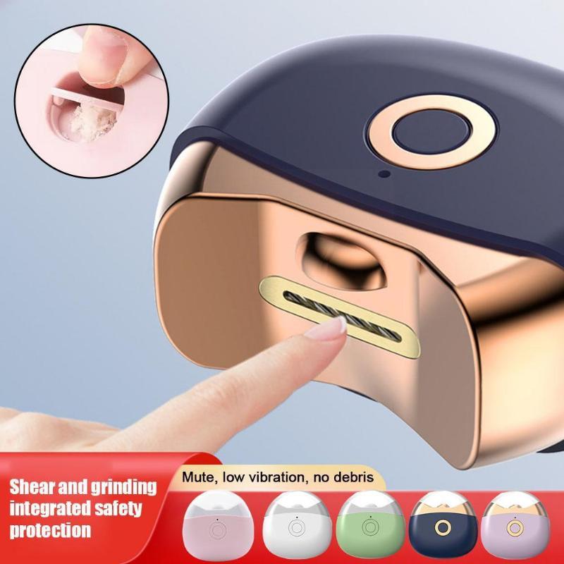 USB электрическая машинка для стрижки ногтей со светодиодной подсветкой, 2-скоростная автоматическая шлифовальная машинка для ногтей, триммер для детей и взрослых, мини-маникюрные инструменты