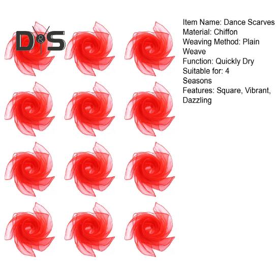 12 шт. танцевальных шарфов для детей, квадратный шарф для жонглирования для младенцев, малышей, детей, аксессуары для ритма и движения для фокусов и представлений