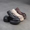Модные кожаные босоножки на платформе с толстым каблуком для женщин, удобная летняя обувь с открытой пяткой