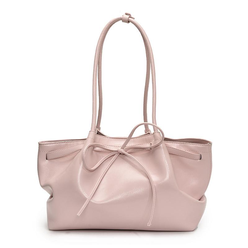 Цвет Однотонный Простой Декор в виде банта Плиссированный дизайн Женская Повседневная Сумка на плечо Тоут