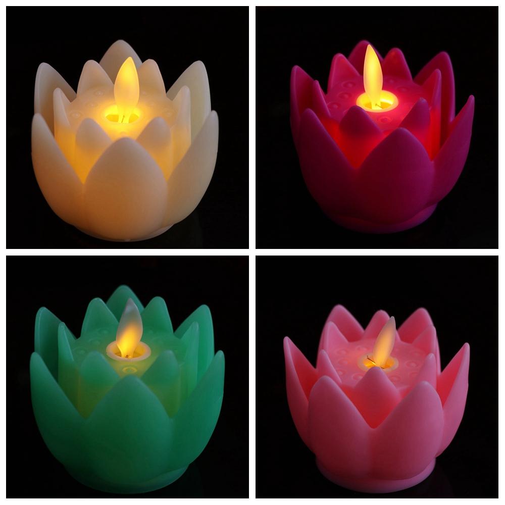 Creative LED Night Light Colorful Tea Lights Indoor Outdoor Lighting Lotus Lamp Xmas Birthday