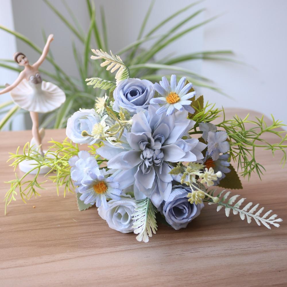 Шелковый материал Дизайн шелковых георгин и гортензий Искусственные шелковые цветы Декор для вечеринки, свадьбы, дома