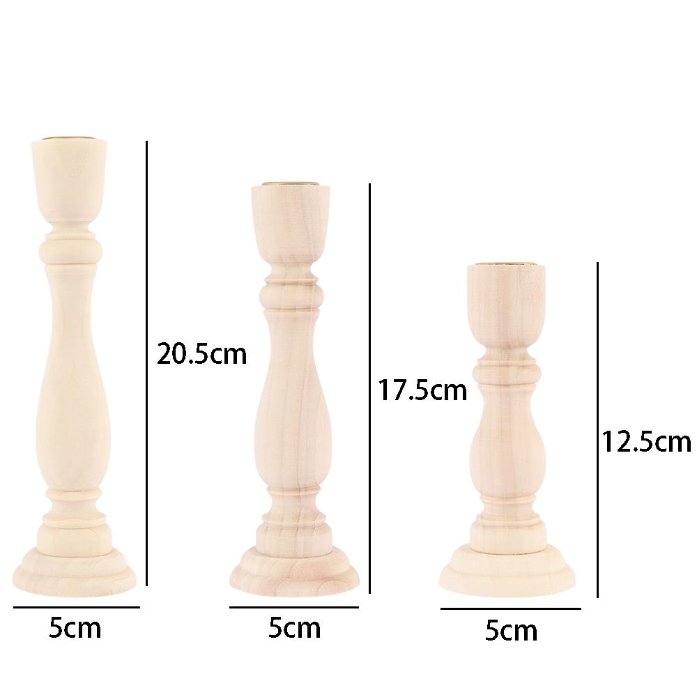 Home Decor Vintage Retro Wood Candle Holder Wedding Decoration Candlestick Holder Wooden Pillar
