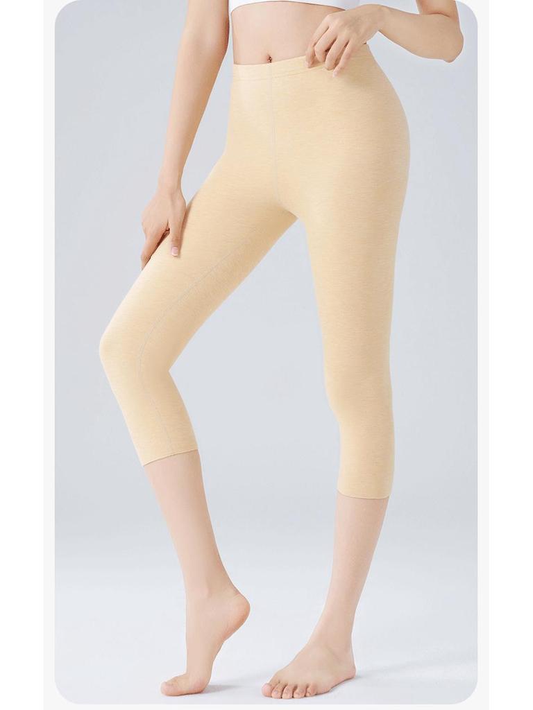 Women's Seamless Thermal Velvet Wool Leggings, Mid-Length Warm Pants for Winter