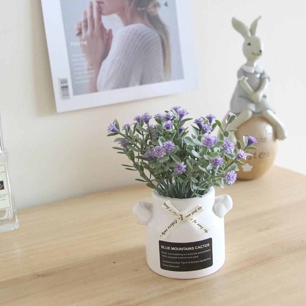 DIY Gifts Ceramic Pot Flowers Bonsai Mini Fake Potted Plants Artificial Babys Breath Home Decor
