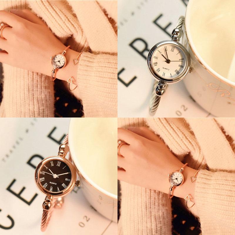 Charm Quartz Fashion Ladies Clock Hot Sale Women Bracelet Popular Stainless Steel Wristwatches Retro Watches Ulzzang High Quality Bangle Luxury