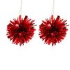 Suspension - 1001kdo - Set De 2 Pompons - Rouge - 7 Cm - Décoration De Noël