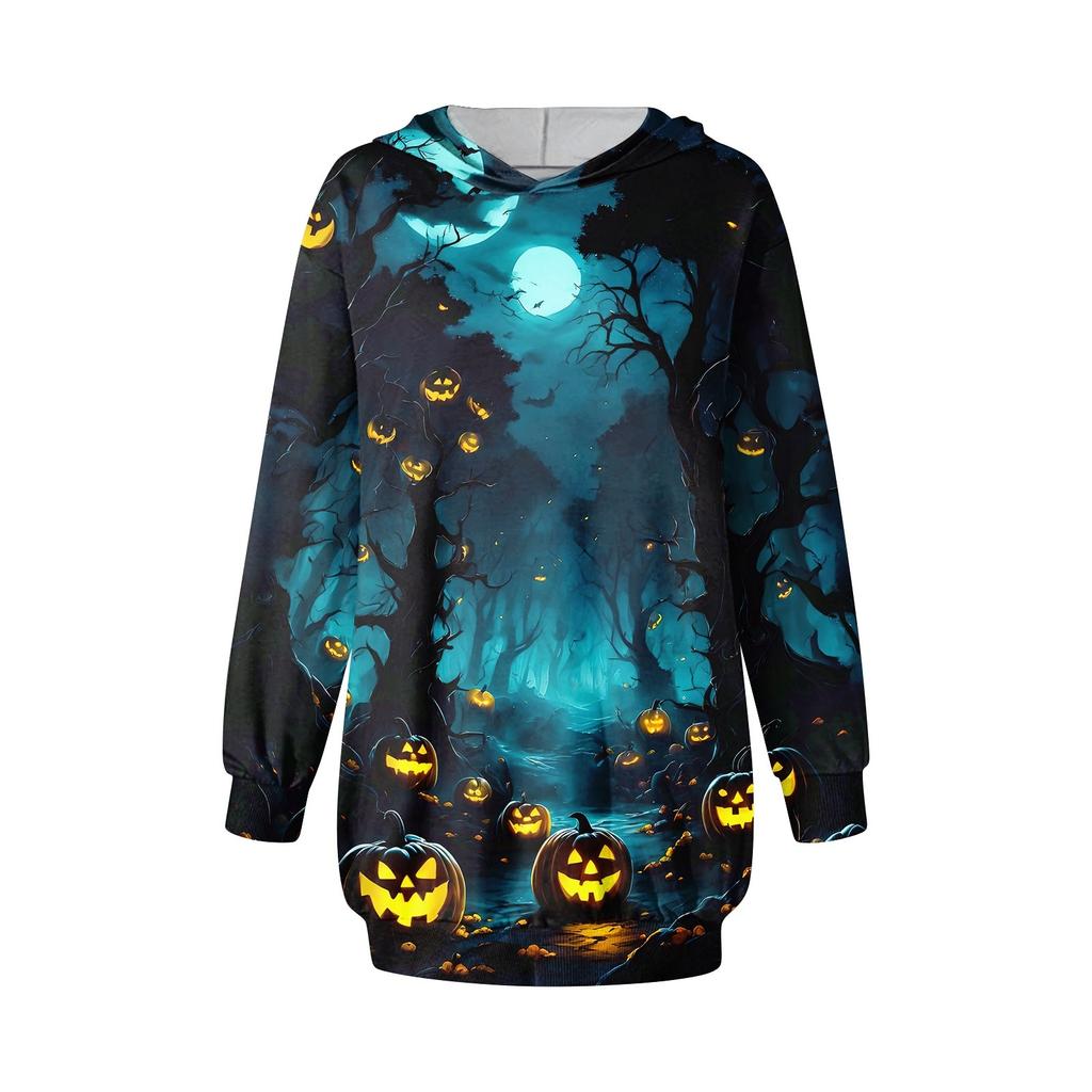 Women's Fashion Loose Casual Pocket Long Sleeve Hoodie Printed Sweatshirt Top