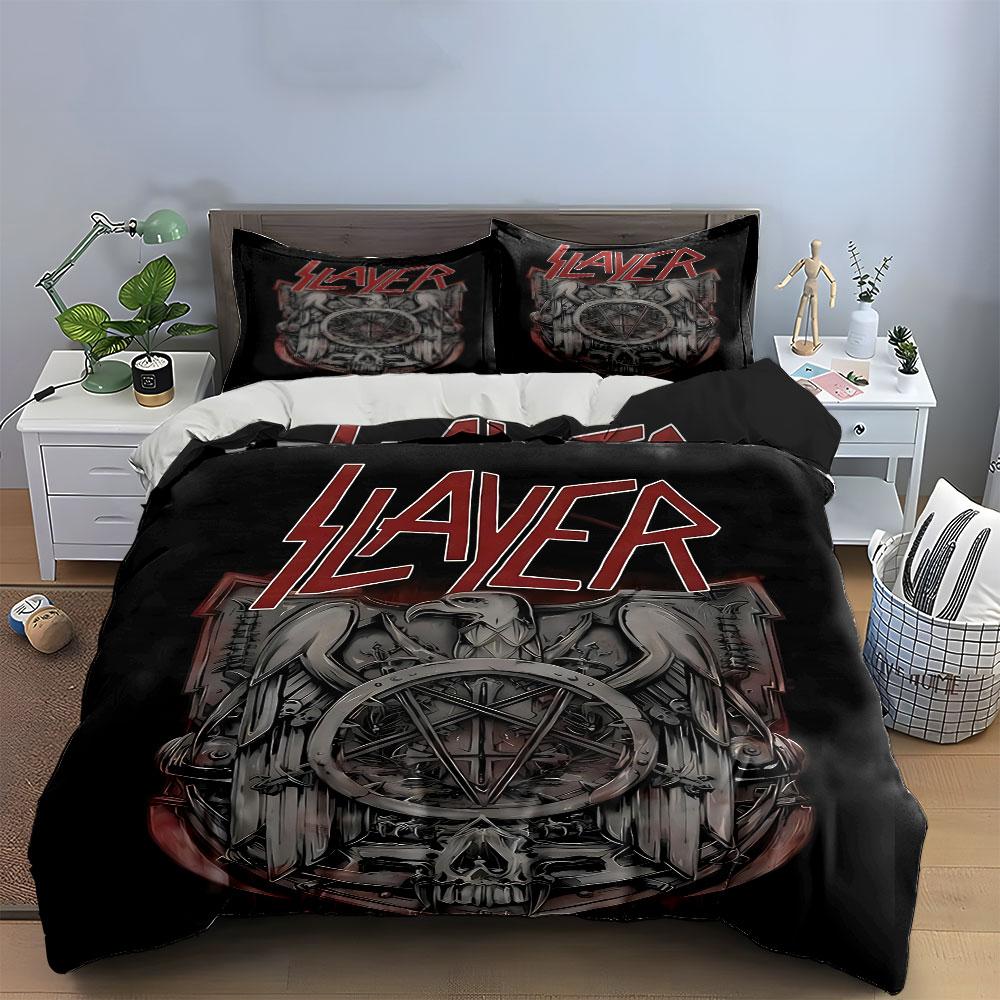 "Slayer Logo Black Bedding Set" Bedding Duvet Cover Set Duvet Cover Pillowcases (1 * Duvet Cover 2 * Pillowcases, without duvet insert)