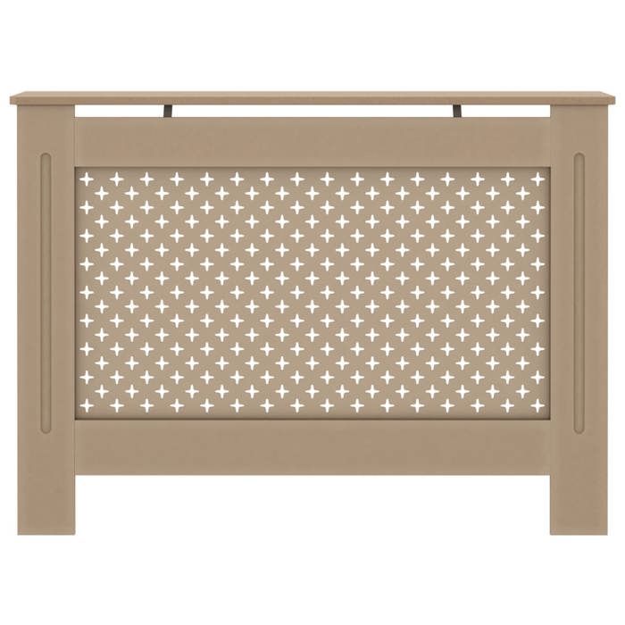Brown MDF Radiator Cover - vidaXL - 112x19x81 Cm - Modern Slat Design
