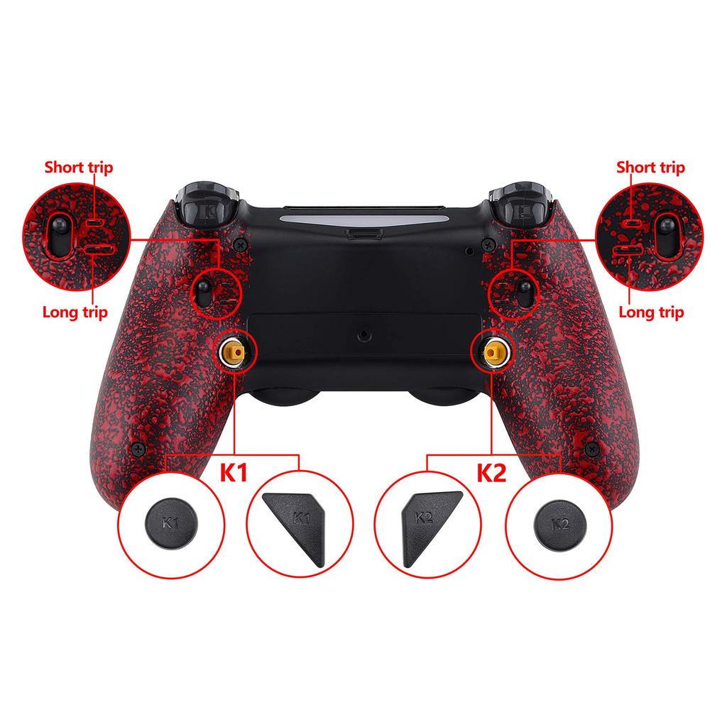eXtremeRate PS4 Controller Back Button Dawn FlashShot Trigger Stop Remap Compatible with PS4 Controller JDM with Upgrade Board Redesigned Back Case