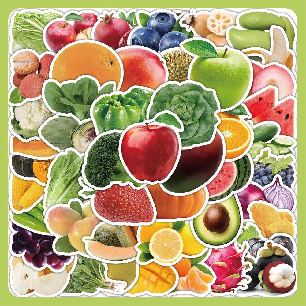 Красочные и креативные наклейки с фруктами и овощами - 60 прочных клейких штук для рукоделия и персонализации