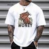 Summer Round Neck Money Graphic Printed T-shirts Fashionable Casual Pure Cotton Short Sleeved Men's T-shirts
