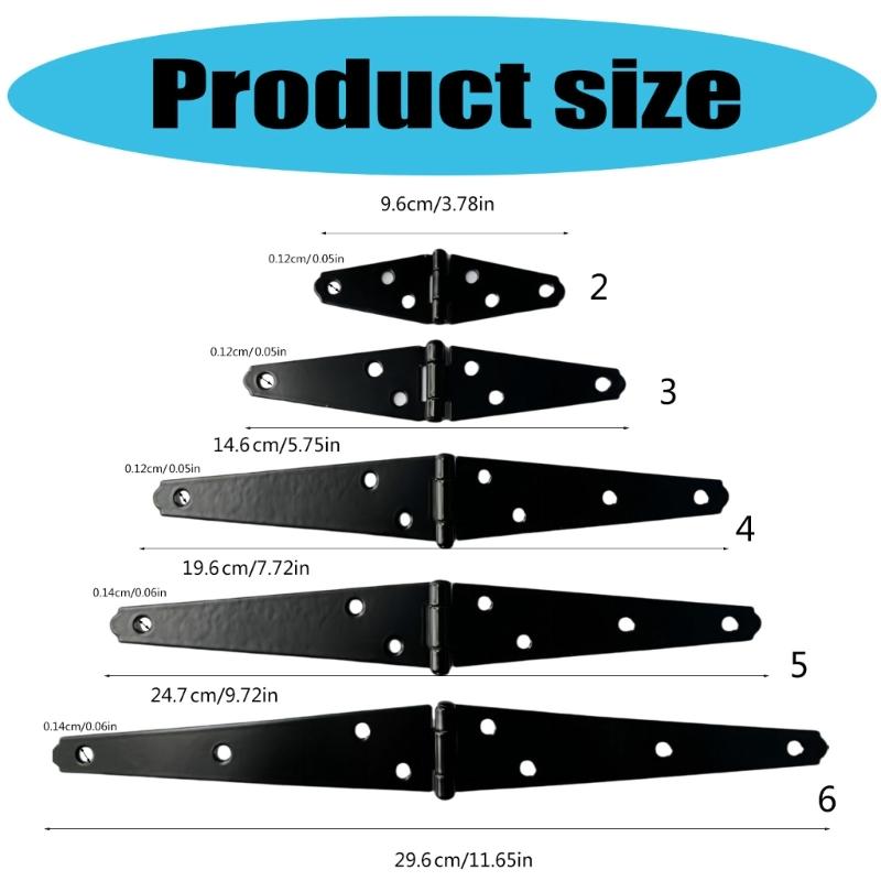 Железная декоративная шарнирная петля Черная петля для двери сарая, ворот с винтами Прочные дверные петли для уличных ворот, забора