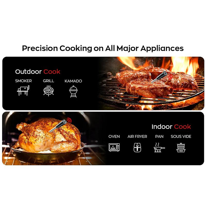 Беспроводной термометр для мяса, цифровой зонд, термометр Bluetooth 360 футов, поддержка приложения, удаленный мониторинг для духовки, коптильни, су-вид