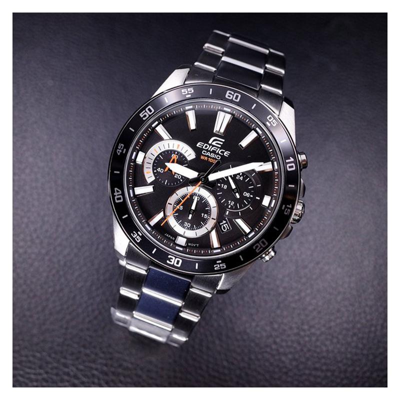 Casio EDIFICE Простая Мода Повседневные Кварцевый Механизм Стальной Браслет Японские и Корейские Часы Мужские Часы Черный Циферблат EFV-570D-1AVUEF