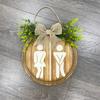 Rustic Wreath Wooden Sign Wall Decor Round Board Signs Laundry Door Hanging Bathroom Sign Unisex Toilet Decor Funny