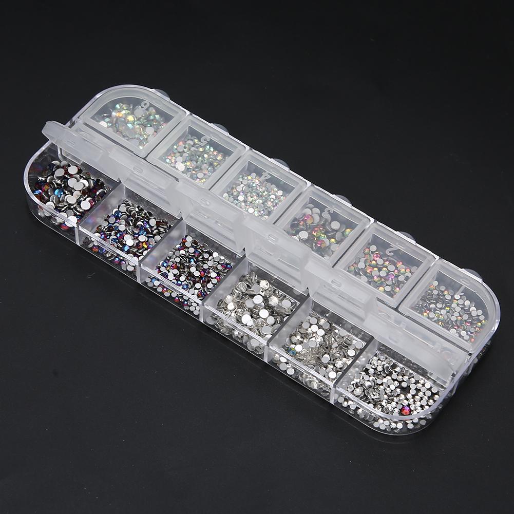 12 Grids Nail Art Rhinestones DIY Nail Decoration Makeup Glitter Beads Manicure Tool4#