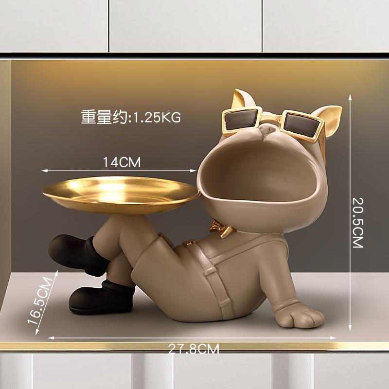 Creative Bulldog Enters The Door, Puts The Key In The Ornament, Porch Shoe Cabinet Storage Box, Home Decoration