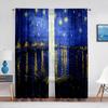 Retro Rustic Starry Night Curtain Printed Van Gogh Stars Art Decorative Curtains 2panels  for Living Room Bedroom Kitchen Decor