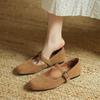 Fashion NEW Autumn/Spring Women Pumps Square Toe Low Heel Shoes Cow Suede Leather Shoes for Women Concise Belt Buckle Mary Janes Shoes