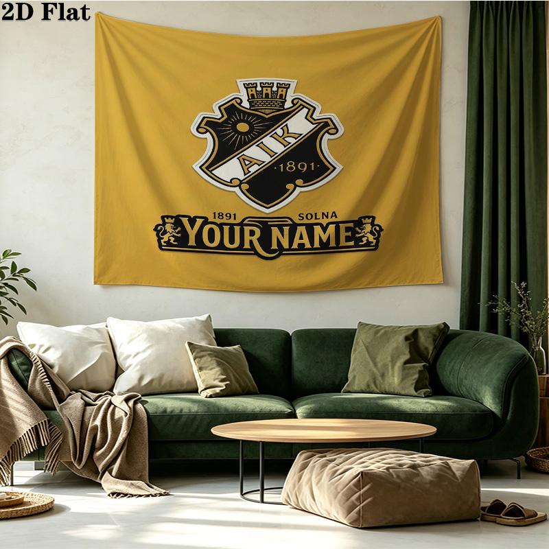 Custom Name AIK Solna Printed Tapestry – Wall Hanging for Bedrooms, Dorms, and Home Decor