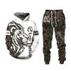 Casual Men's Tracksuit 3d Animal Printed Hoodies and Pants 2pc Sets Antumn Cool Sweatshirts Women Men's Clothing Sportswear Suit