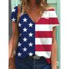 USA National Flag Printed T-Shirt Fashion Women Short Sleeve V-Neck Streetwear Tees Harajuku Casual Y2k Cool Girls Tops