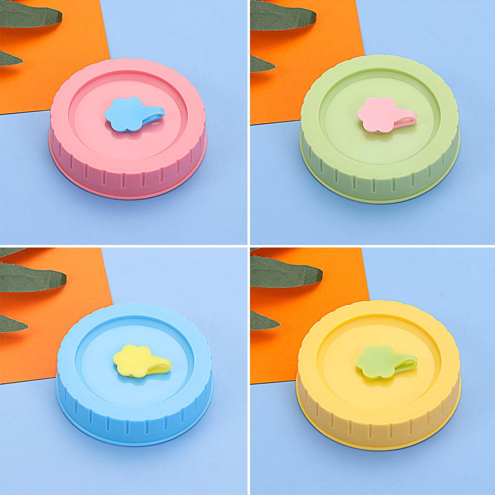 1/4Pcs Drinking Food Storage Cute Mason Jar Lids With Straw Hole Jar Caps Canning Lids
