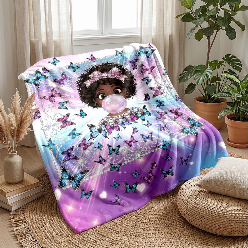 Butterfly Dreams in Pastel blanket Personalized Name Flannel Blanket Soft Cozy Plush Throw for Sofa Bed Lightweight Home Decor