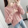 Hollow Knit Sweater Thin Women's Loose Pullover Sweet Outer Bottomed Blouse College Girl Style Hand Knitting