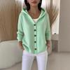 2025 Women’s Solid Color Button Knit Hooded Cardigan Sweater - Casual Fashion for Autumn & Winter
