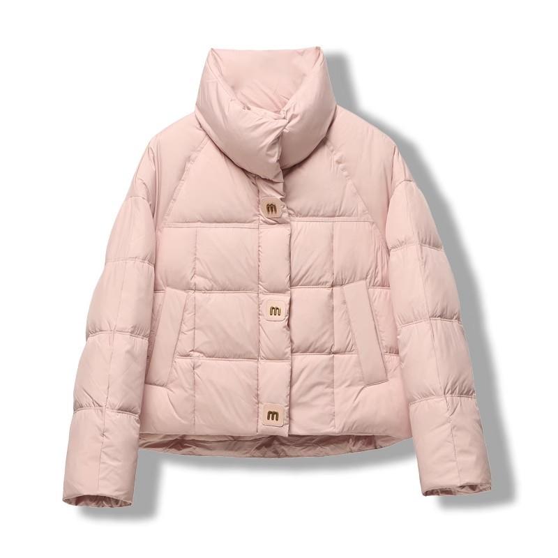 Короткая куртка-пуховик M-button, женская, зимняя, 2024 года, воротник-стойка, утолщенный, высококачественный, белый утиный пух, прямая, повседневная куртка прилив