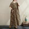 Short Sleeve Plus Size Cotton Vintage Floral New In Dresses for Women Casual Loose Long Summer Dress