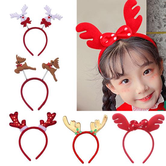2 шт., рождественские повязки на голову, привлекательные классические оленьи рога, праздничный обруч в форме Санта-Клауса для женщин и девочек
