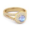 Moonstone Double Halo Accents Ring -925 Sterling Silver Gold Vermeil