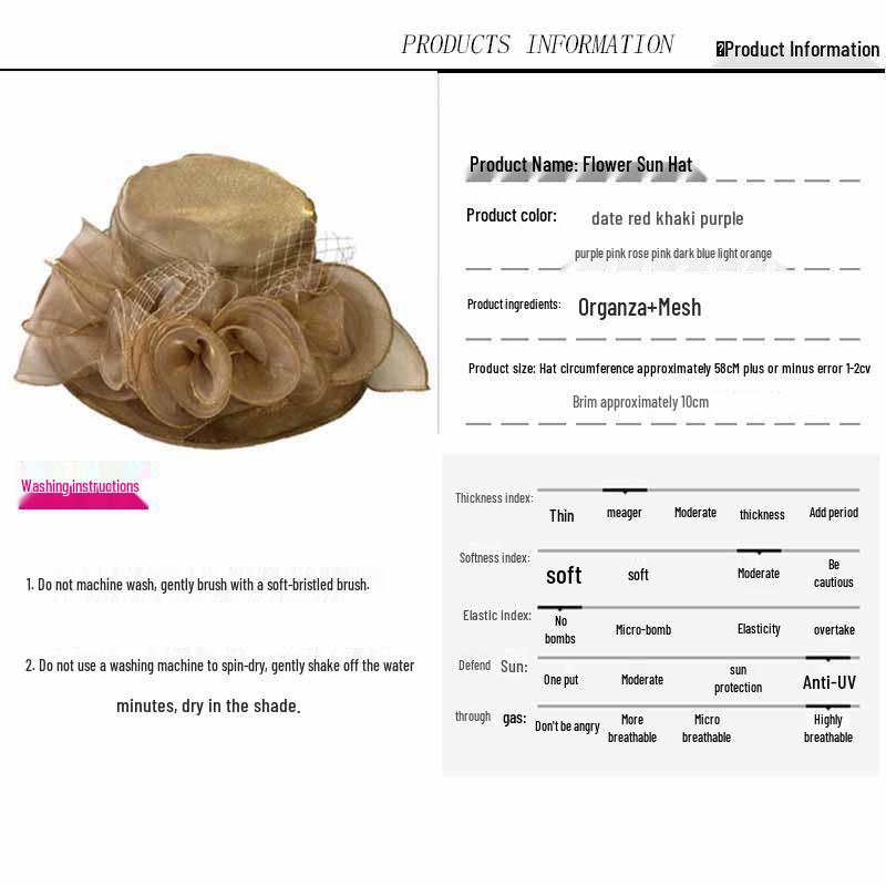 Женская винтажная шляпа от солнца с широкими полями и цветами из органзы