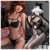 Sexy lingerie tight sexy suit uniform seduction women's transparent open crotch mesh one-piece stockings mesh