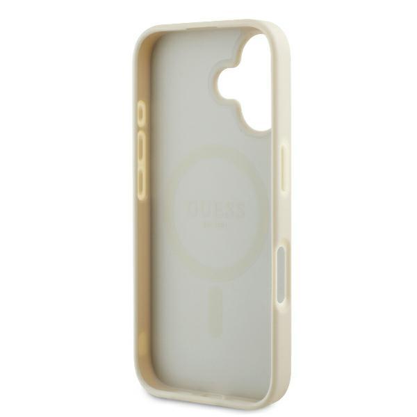 Etui do iPhone 16 Guess Grained Ring MagSafe Beżowy