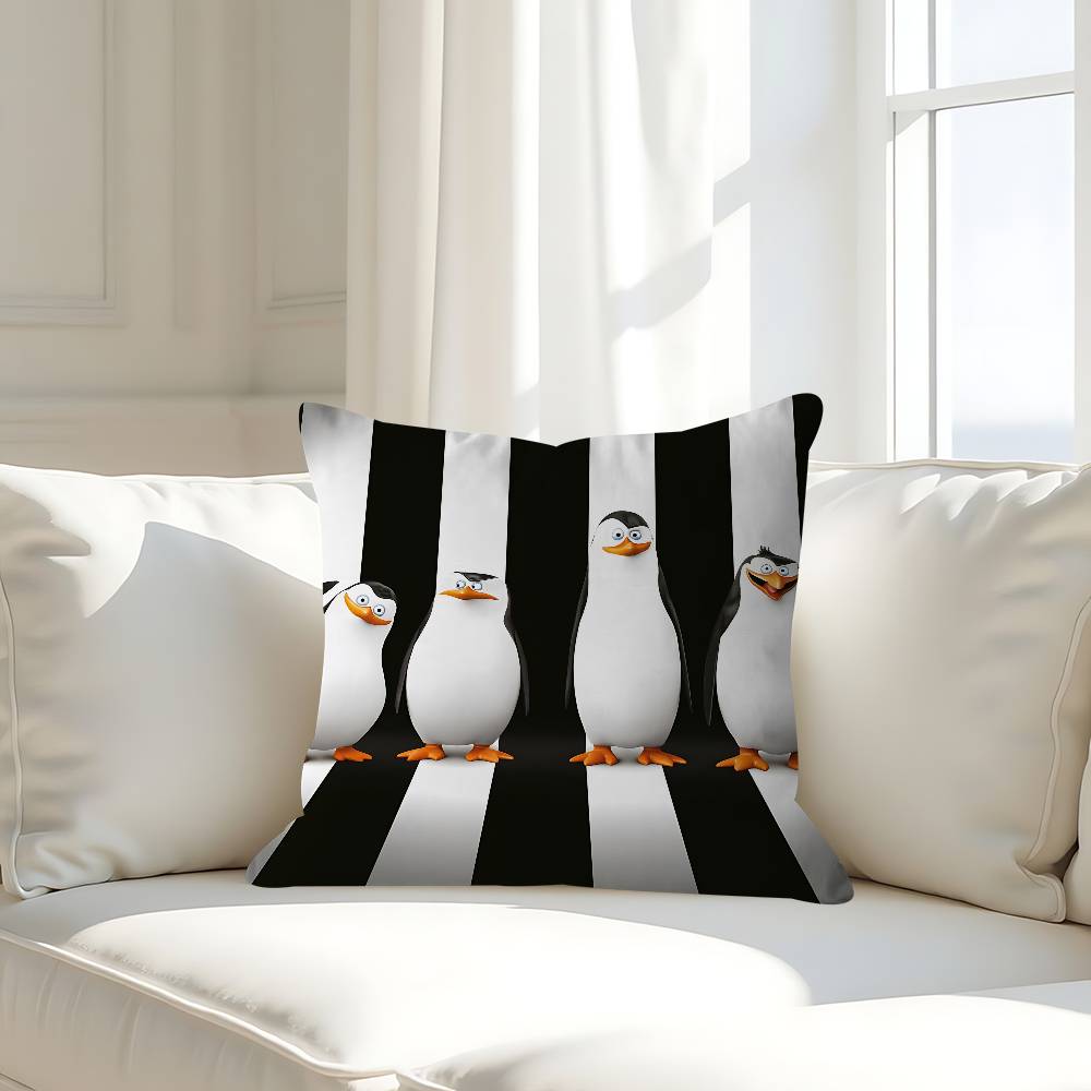 Cute P-Penguins Of M-Madagascar Personalized Pillow Cover Kids Bedroom Wild Party Decor Pillowcase Kid Birthday Shower Gift