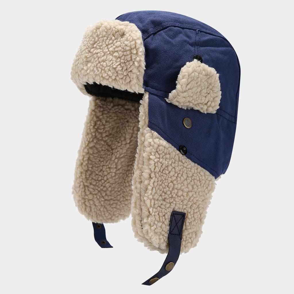 Unisex Canvas Insulated Cap With Earmuffs For Outdoor Winter Activities