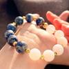 Retro Natural Lapis Lazuli White Chalcedony Bracelet Bracelet.