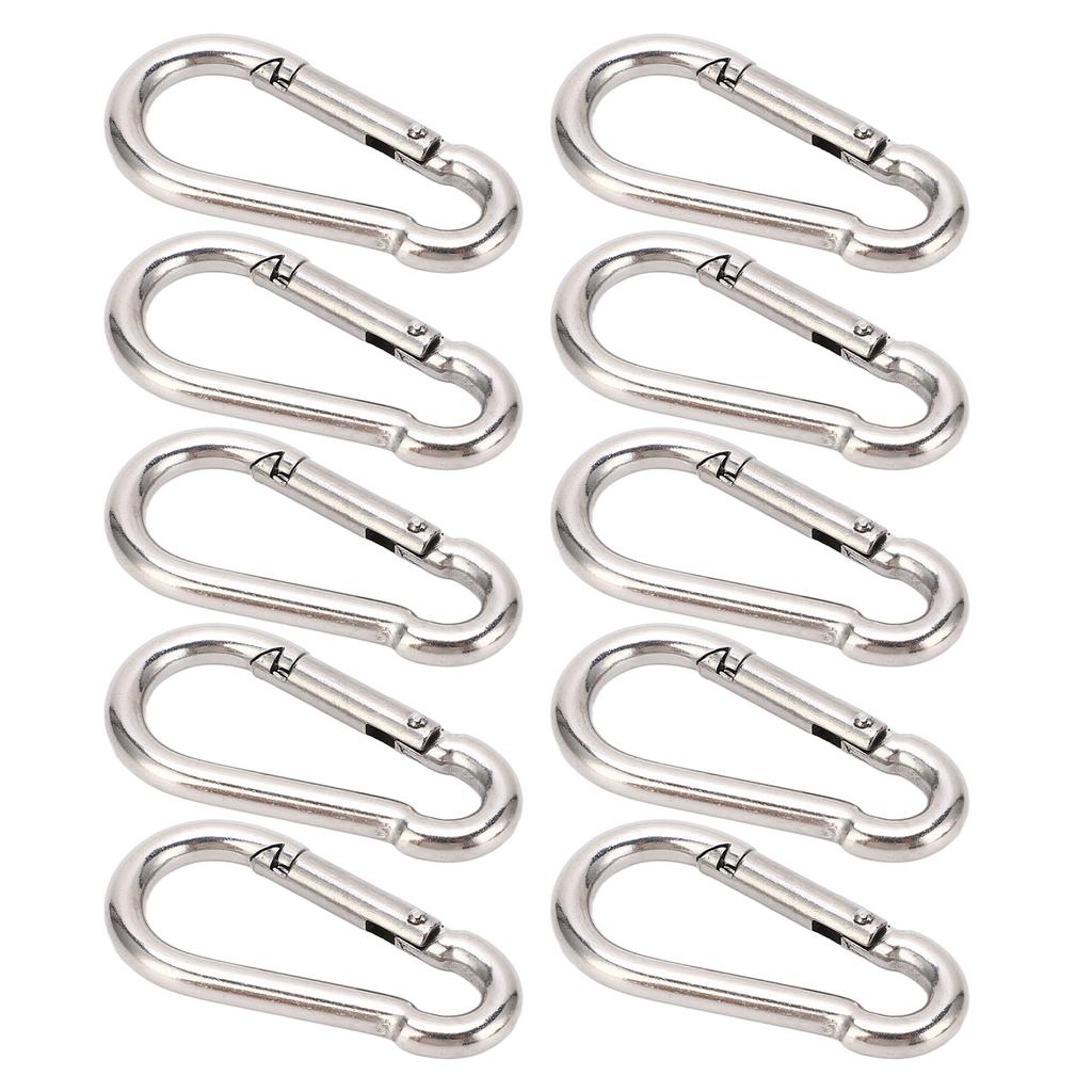 10Pcs Carabiner Clip Spring Snap Hook Heavy Duty Quick Link 304 Stainless Steel for Bird Feeders 4MM