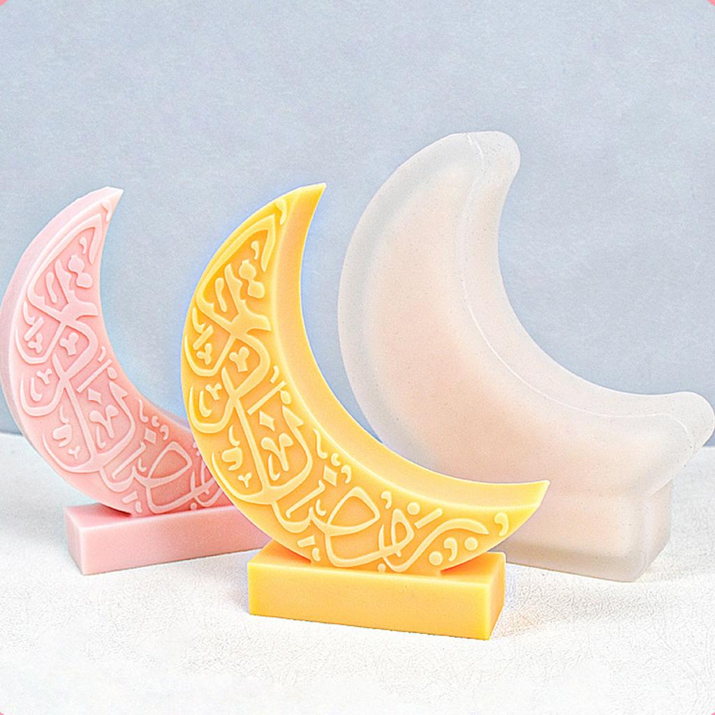 Moon Silicone Mould Moon Shaped Candle Molds DIY Soap Casting Molds Handmade Resin Molds for Eid Ramadan Decorations