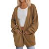 Autumn Winter Loose Casual Cardigan Pocket Sweater Ladies Solid Color Knitting All-match Outwear Female Top