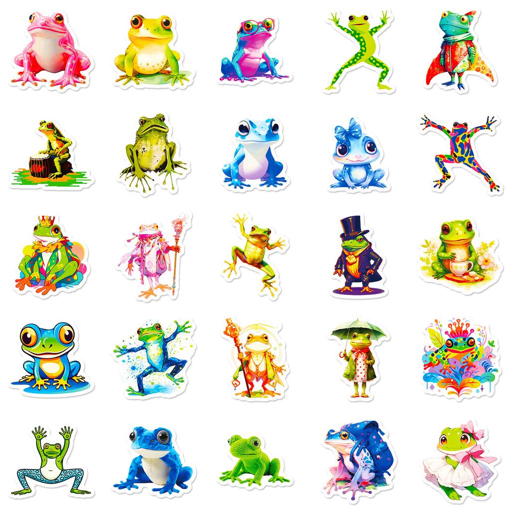 50 New Frog Mix and Match Water Cup Notebook Suitcase DIY Decorative Stickers Waterproof Stickers